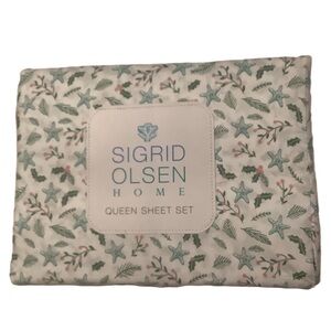 Sigrid Olsen Home Christmas Starfish And Holly Holiday Queen Sheet Set